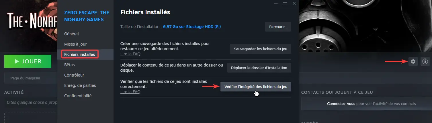 Image restoration des fichiers d’origine Steam